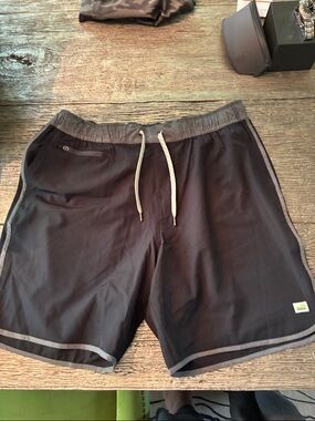 Men's Vuori Black Swim/Board Shorts with Gray Trim unlined